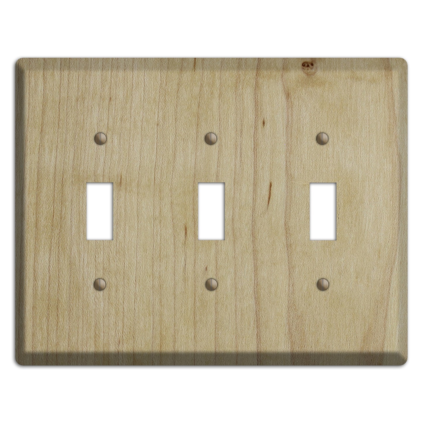 Unfinished Maple Wood Triple Toggle Switchplate