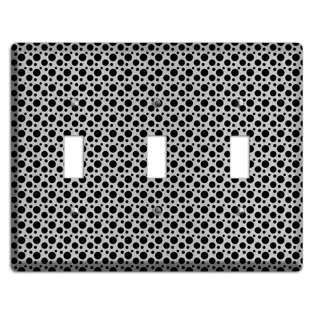 Small and Tiny Polka Dots Stainless Steel 3 Toggle Wallplate