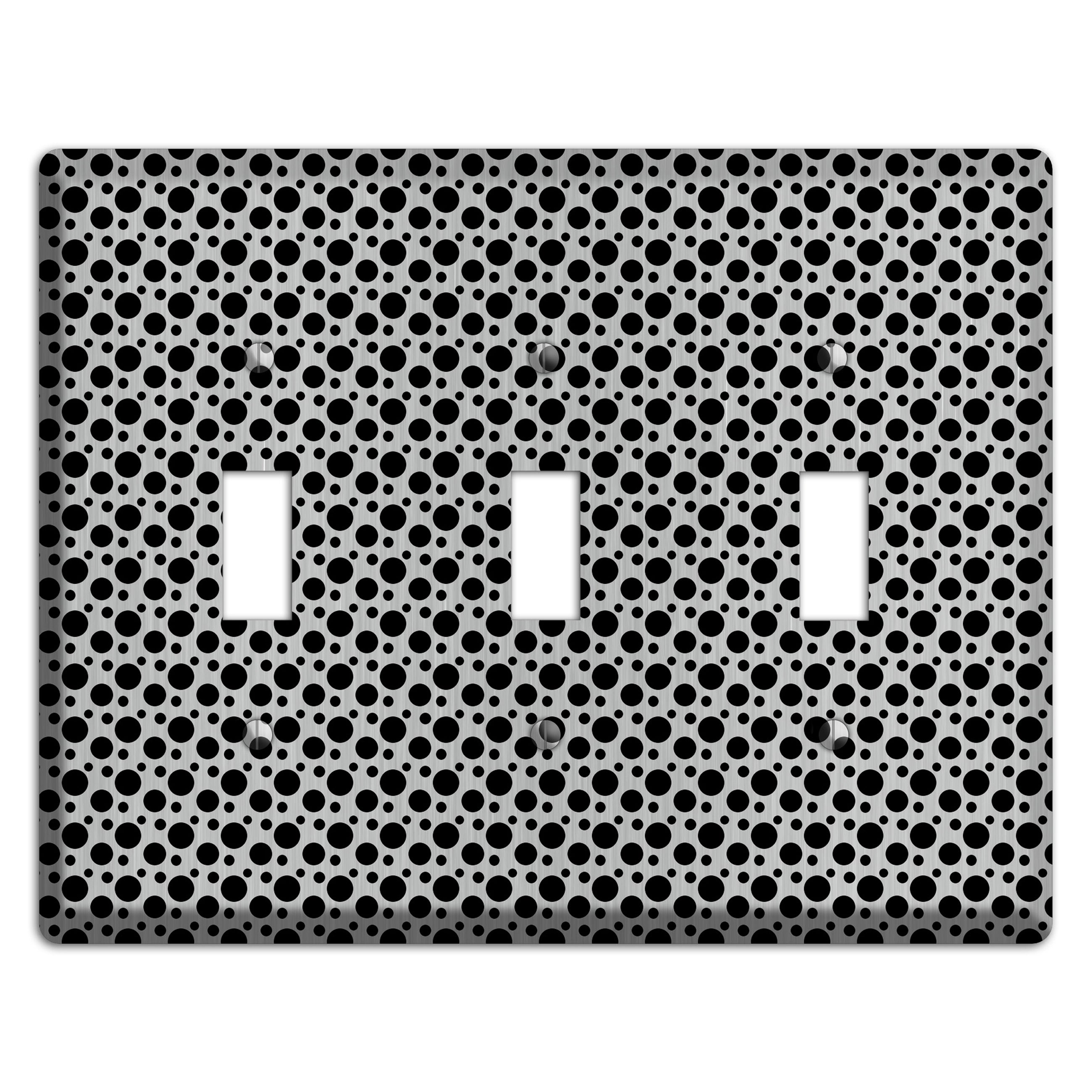 Small and Tiny Polka Dots Stainless 3 Toggle Wallplate