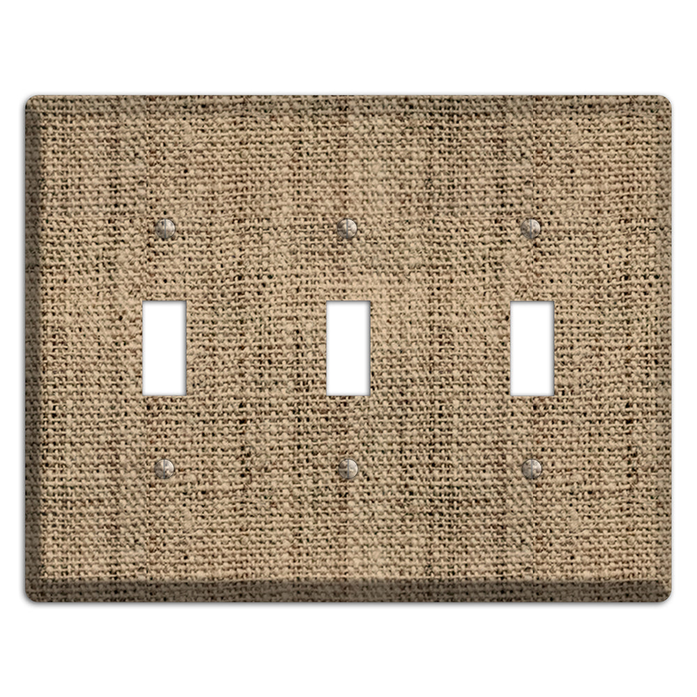 Donkey Brown Burlap 3 Toggle Wallplate
