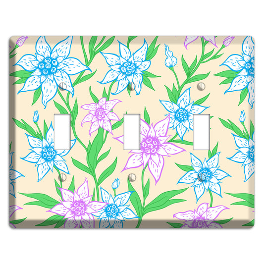 Hand Drawn Flowers Style A 3 Toggle Wallplate