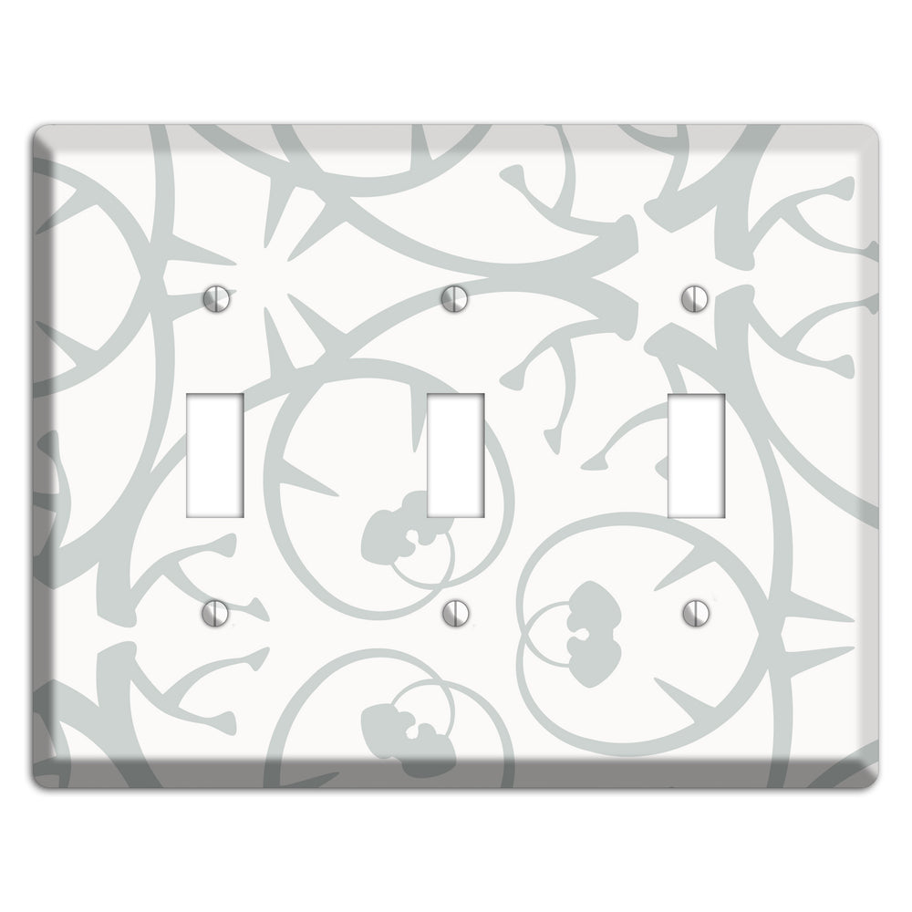 White with Grey Abstract Swirl 3 Toggle Wallplate