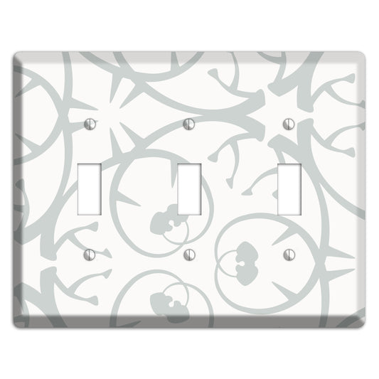 White with Grey Abstract Swirl 3 Toggle Wallplate