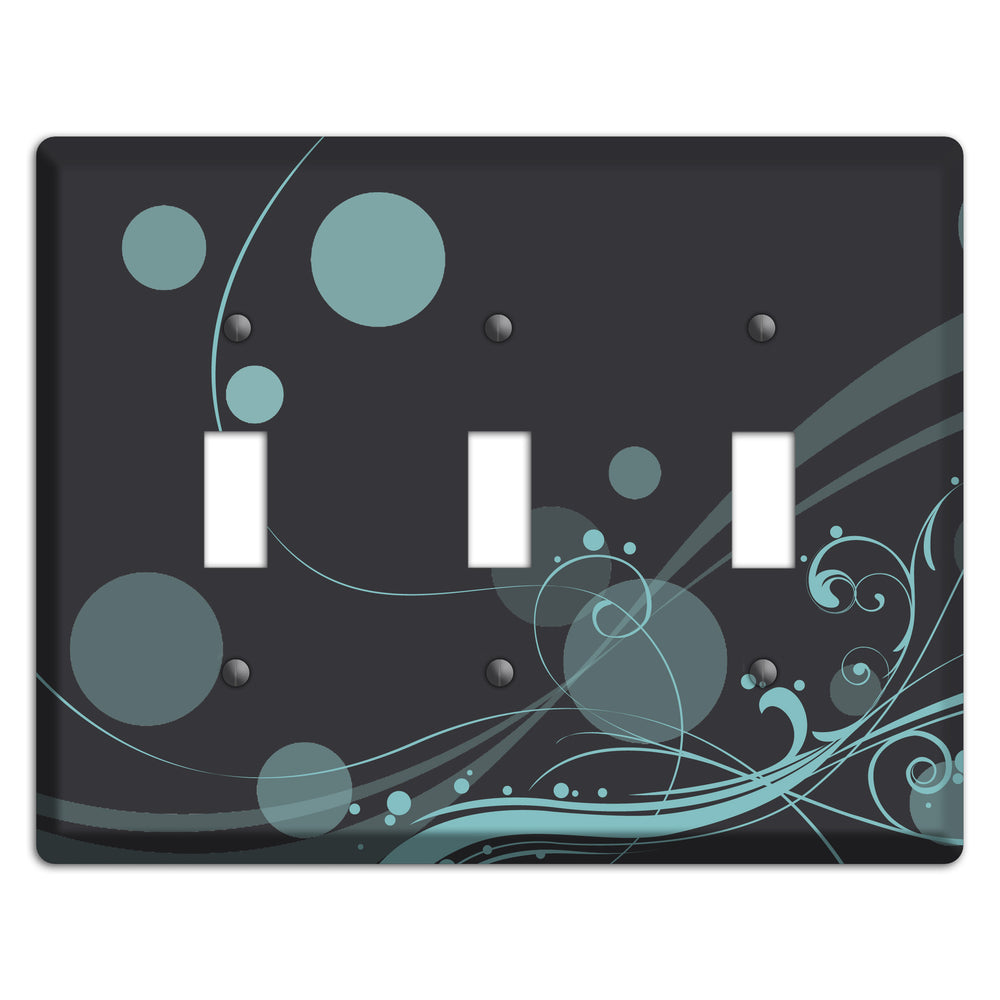 Dark Grey with Blue-grey Dots and Swirls 3 Toggle Wallplate