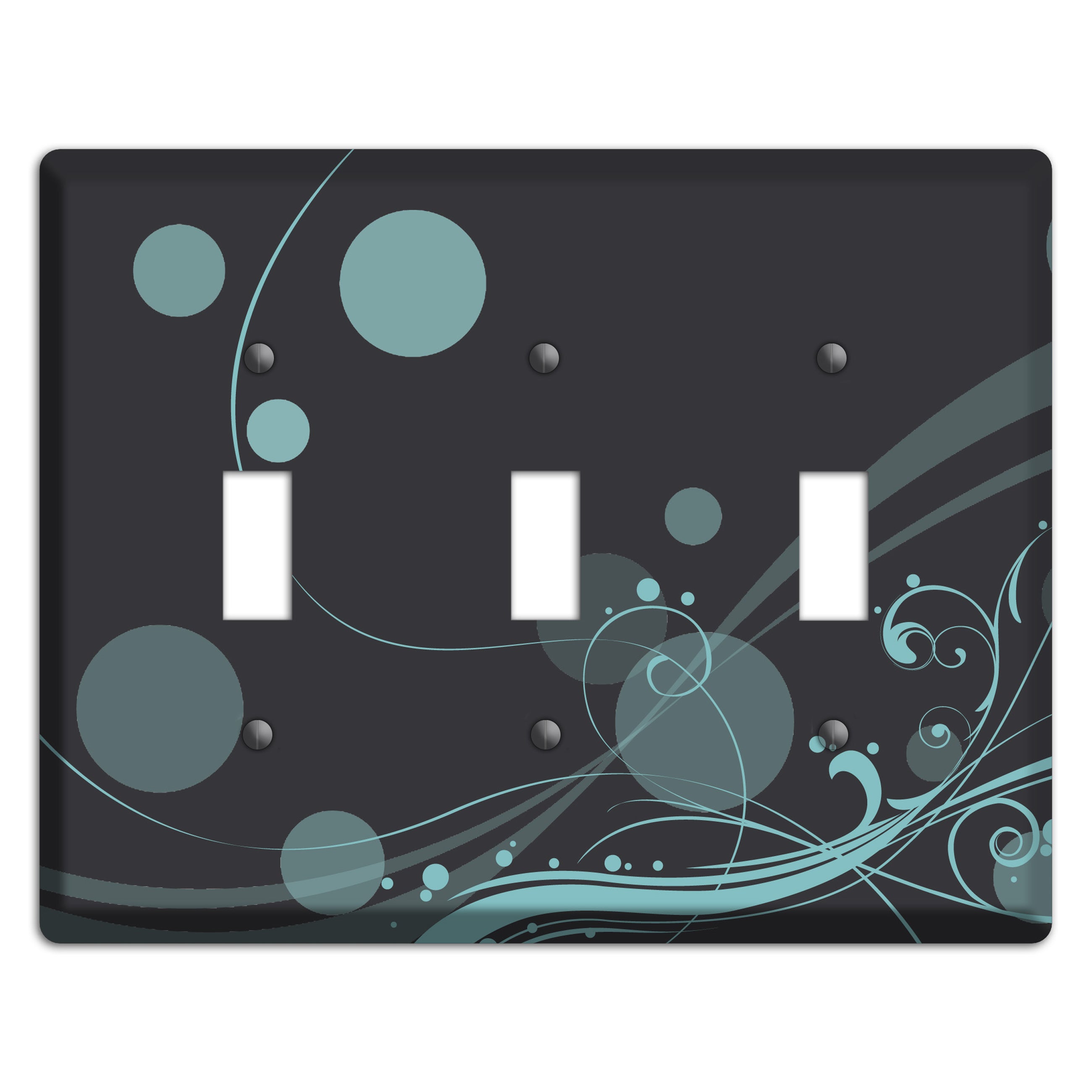 Dark Grey with Blue-grey Dots and Swirls 3 Toggle Wallplate