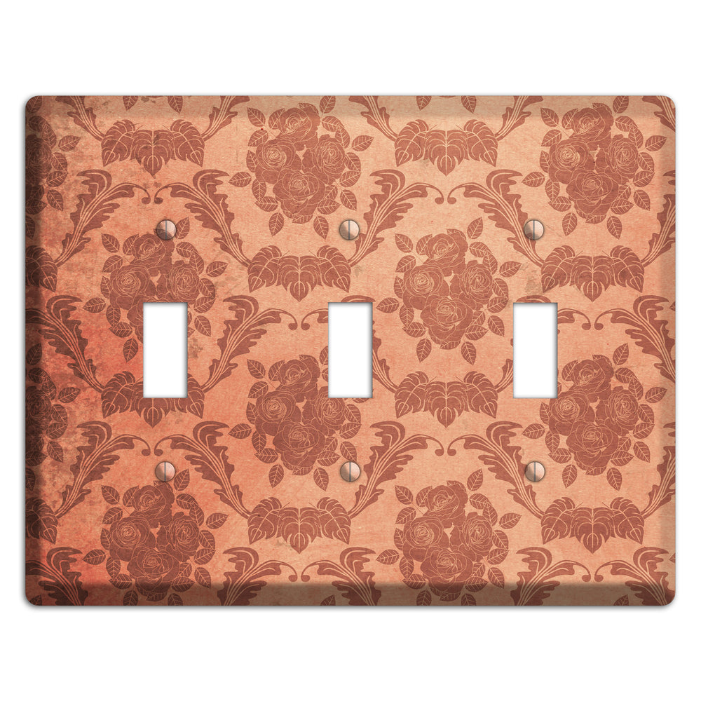 Contessa Vintage Rose Damask 3 Toggle Wallplate