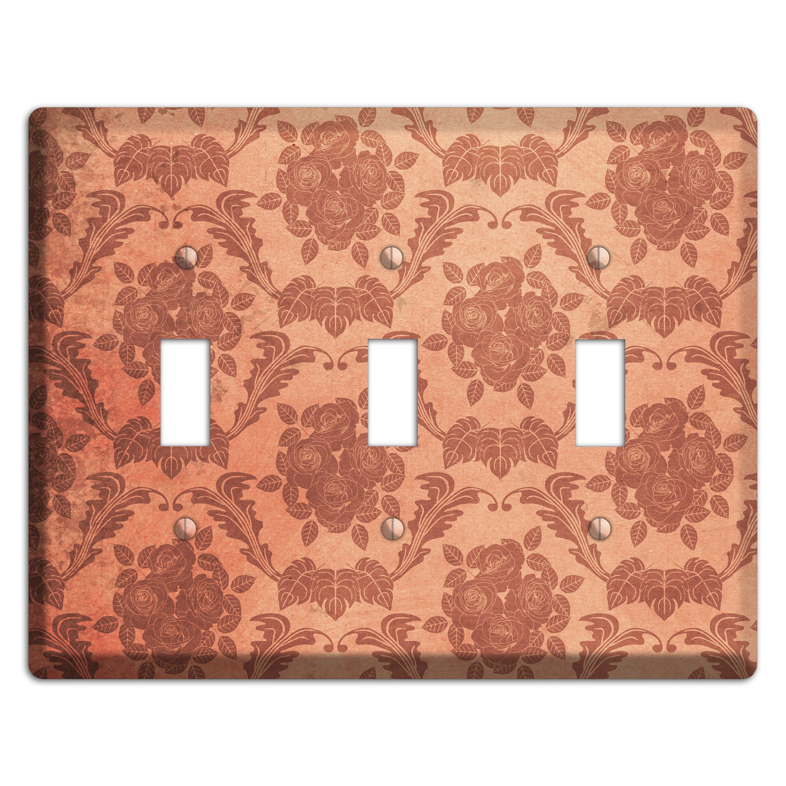 Contessa Vintage Rose Damask 3 Toggle Wallplate