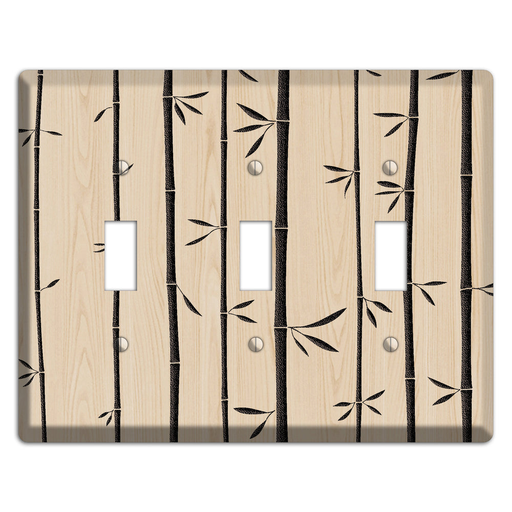 Bamboo Wood Lasered 3 Toggle Wallplate