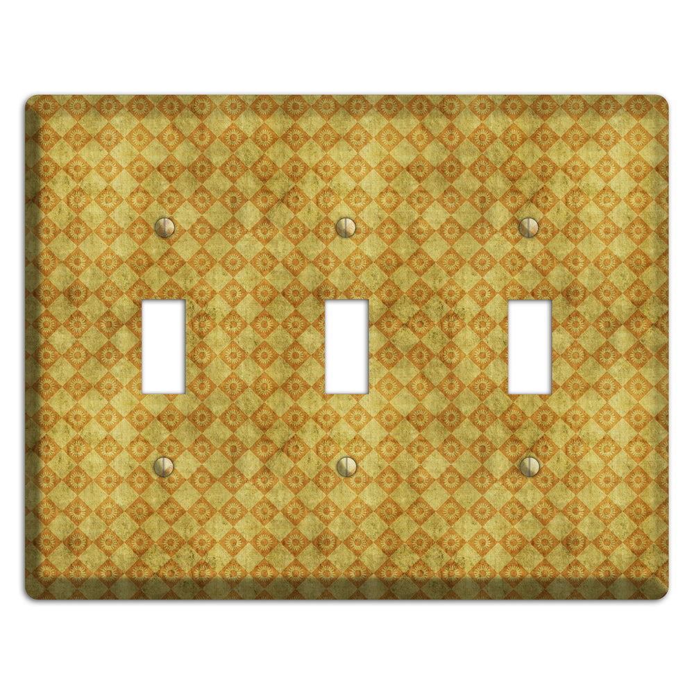 Mustard Diamond Circles 3 Toggle Wallplate