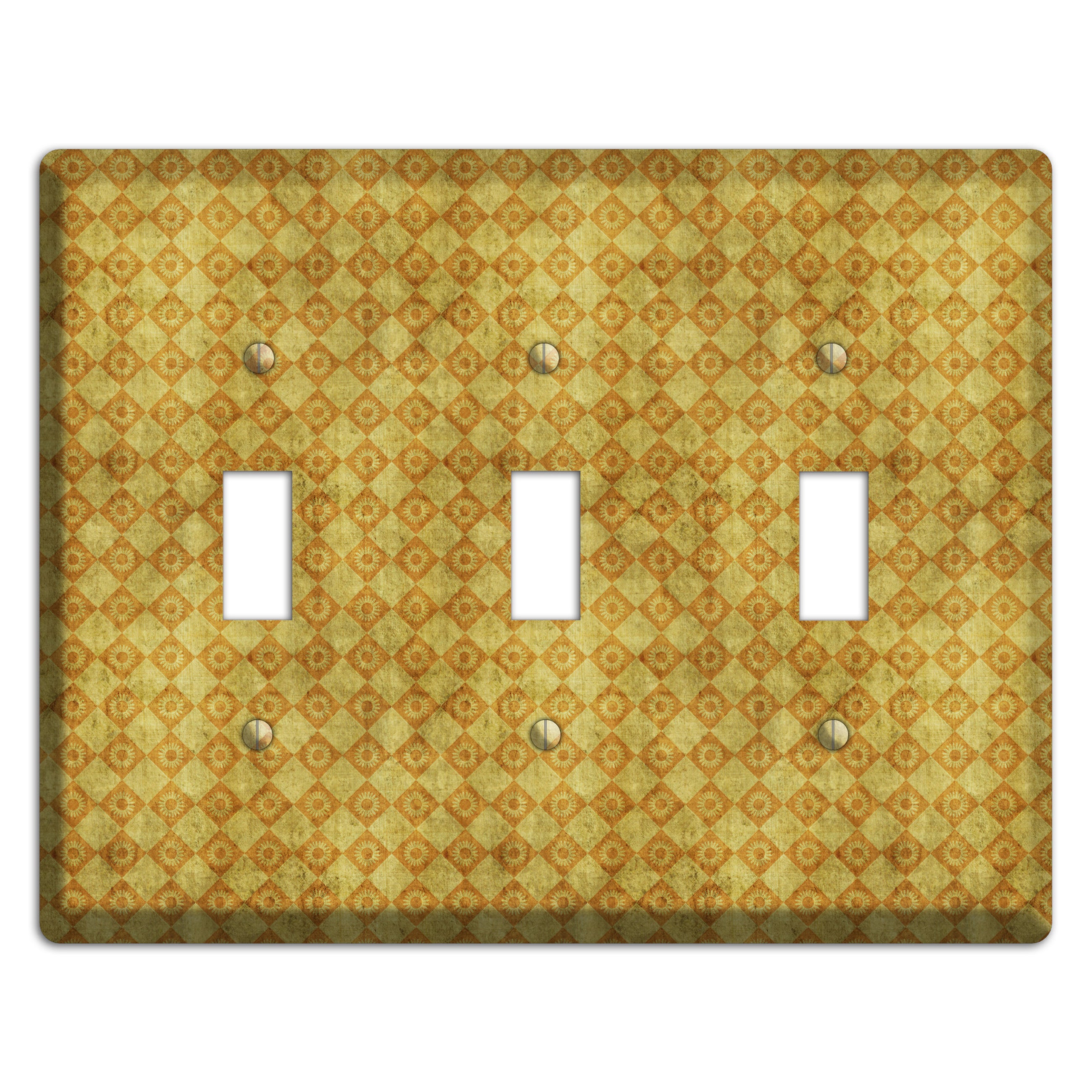 Mustard Diamond Circles 3 Toggle Wallplate