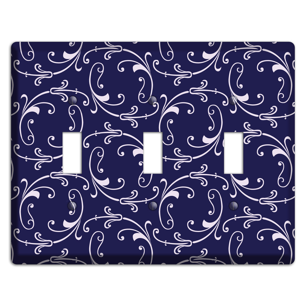 Navy Victorian Sprig 3 Toggle Wallplate