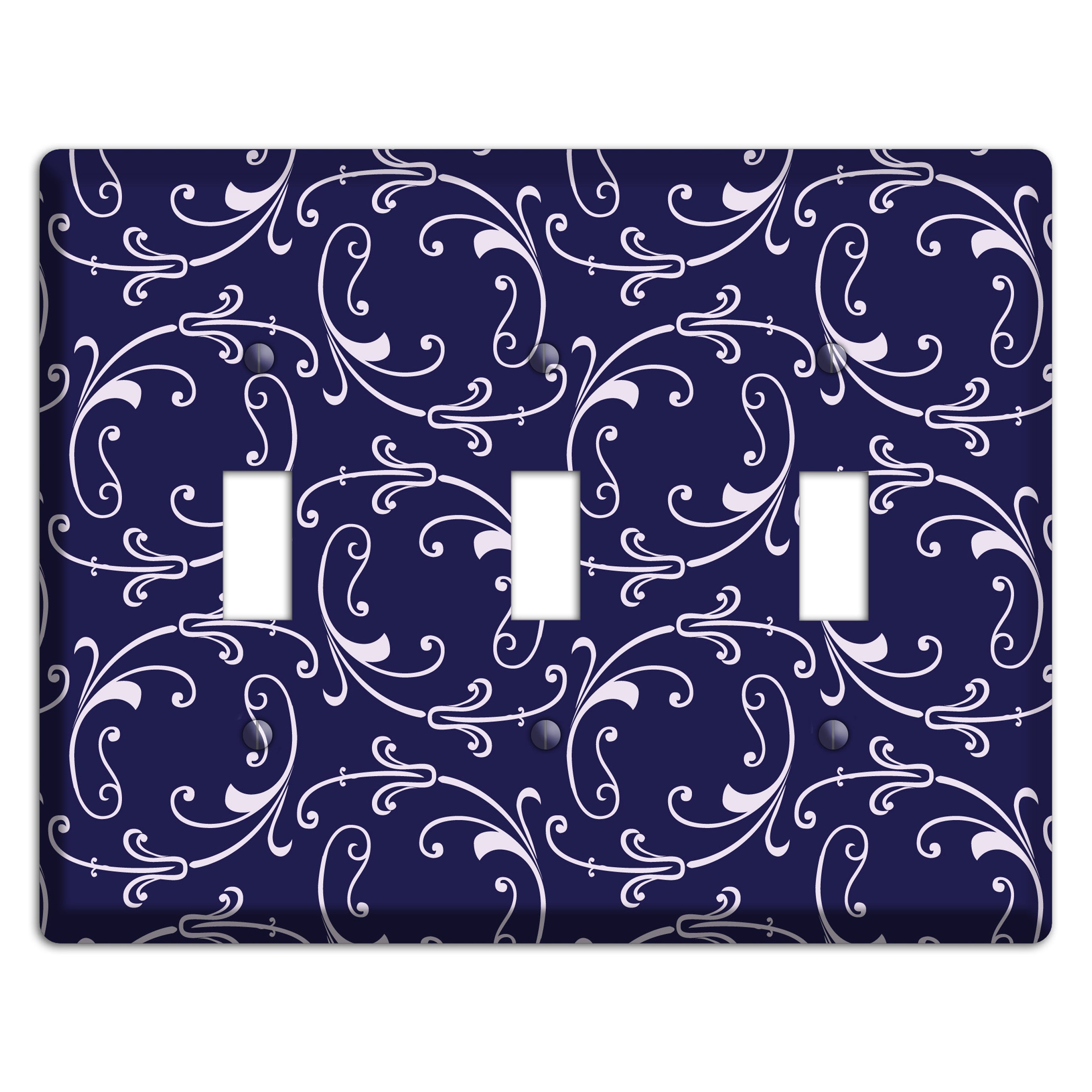 Navy Victorian Sprig 3 Toggle Wallplate