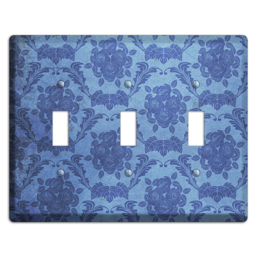 Polo Blue Vintage Rose Damask 3 Toggle Wallplate