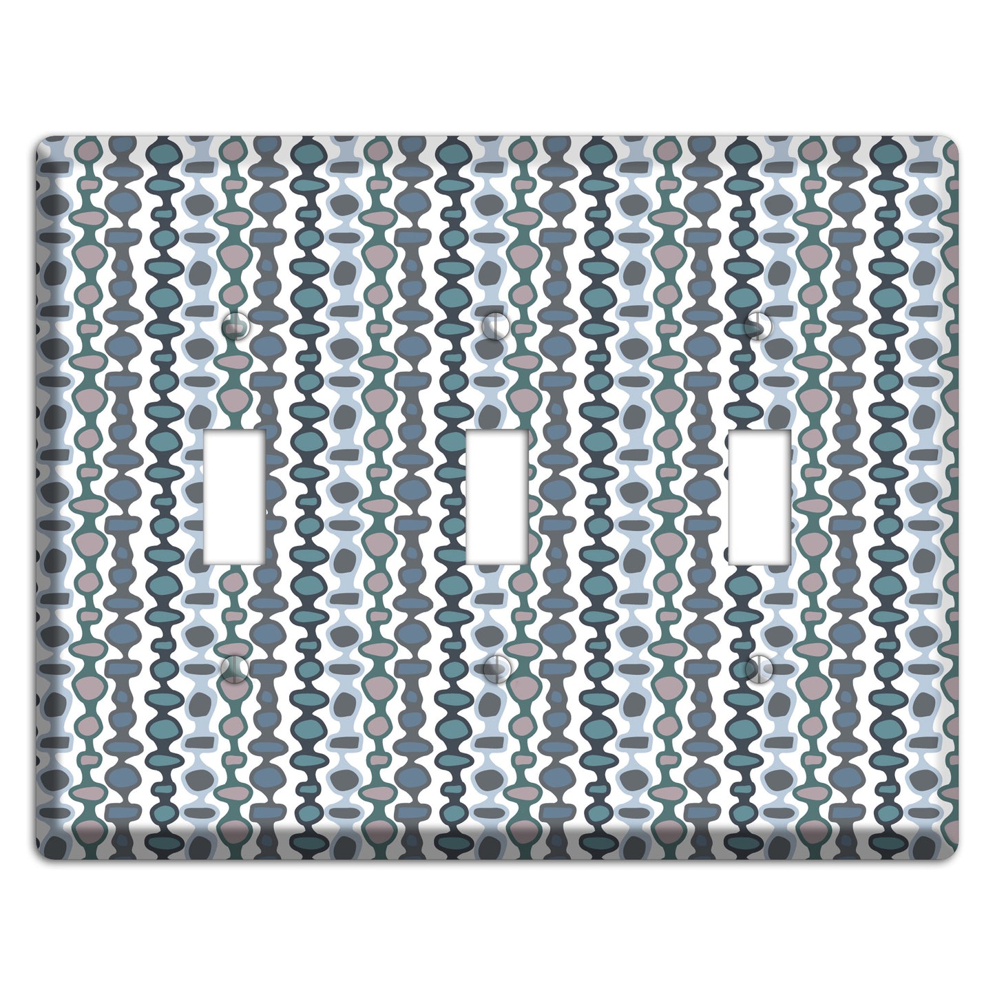 Grey and Multi Blue Bead and Reel 3 Toggle Wallplate