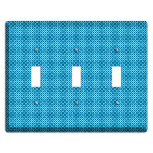 Multi Blue Checkered Quatrefoil 3 Toggle Wallplate