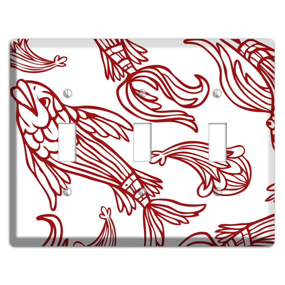 Red and White Koi 3 Toggle Wallplate