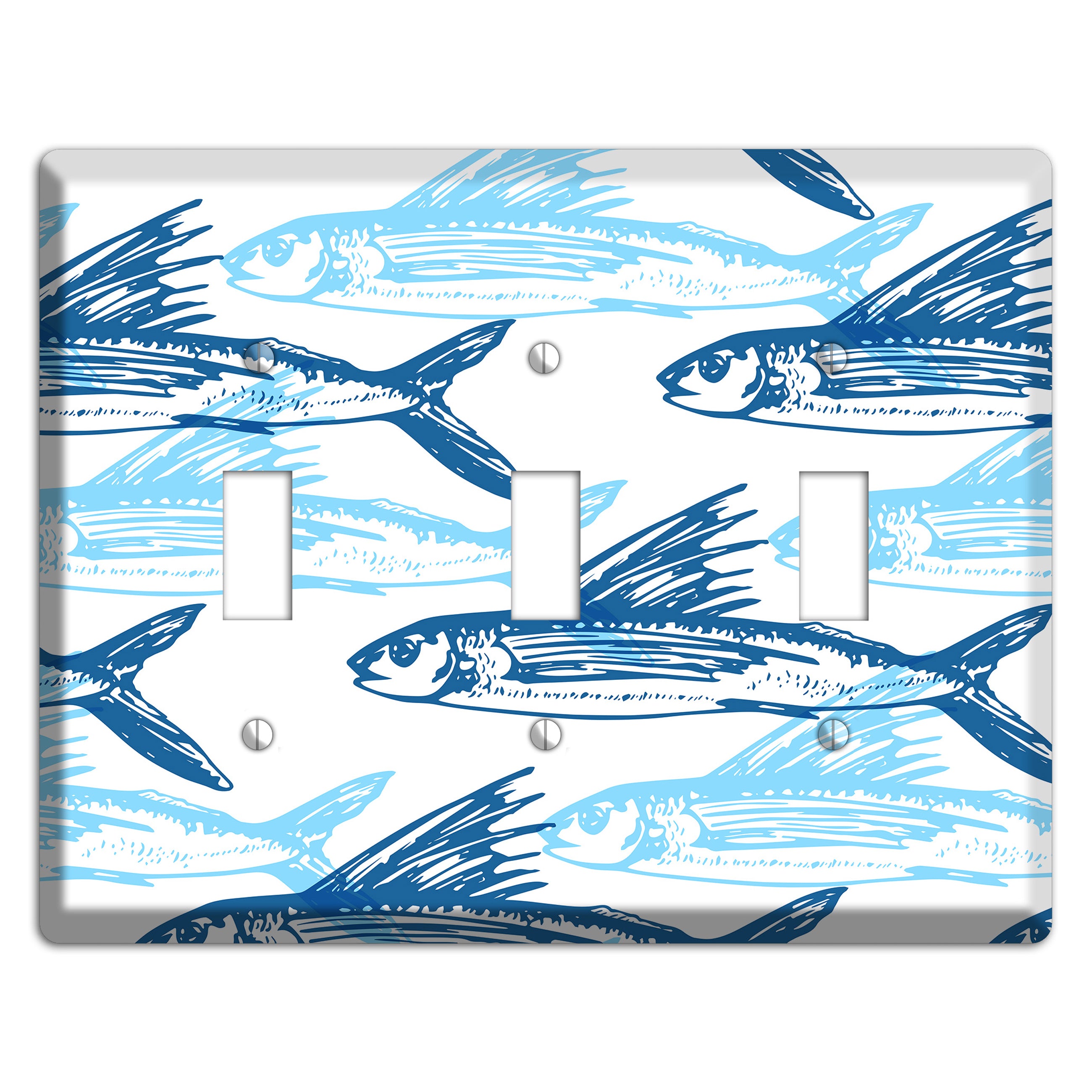 Multi-Blue Fish 3 Toggle Wallplate