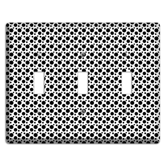 White with Black Small and Tiny Polka Dots 3 Toggle Wallplate