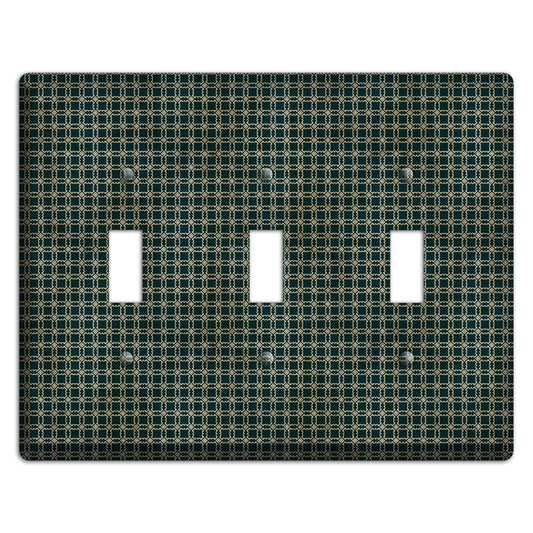 Dark Green Grunge Tiled Tiny Arabesque 3 Toggle Wallplate