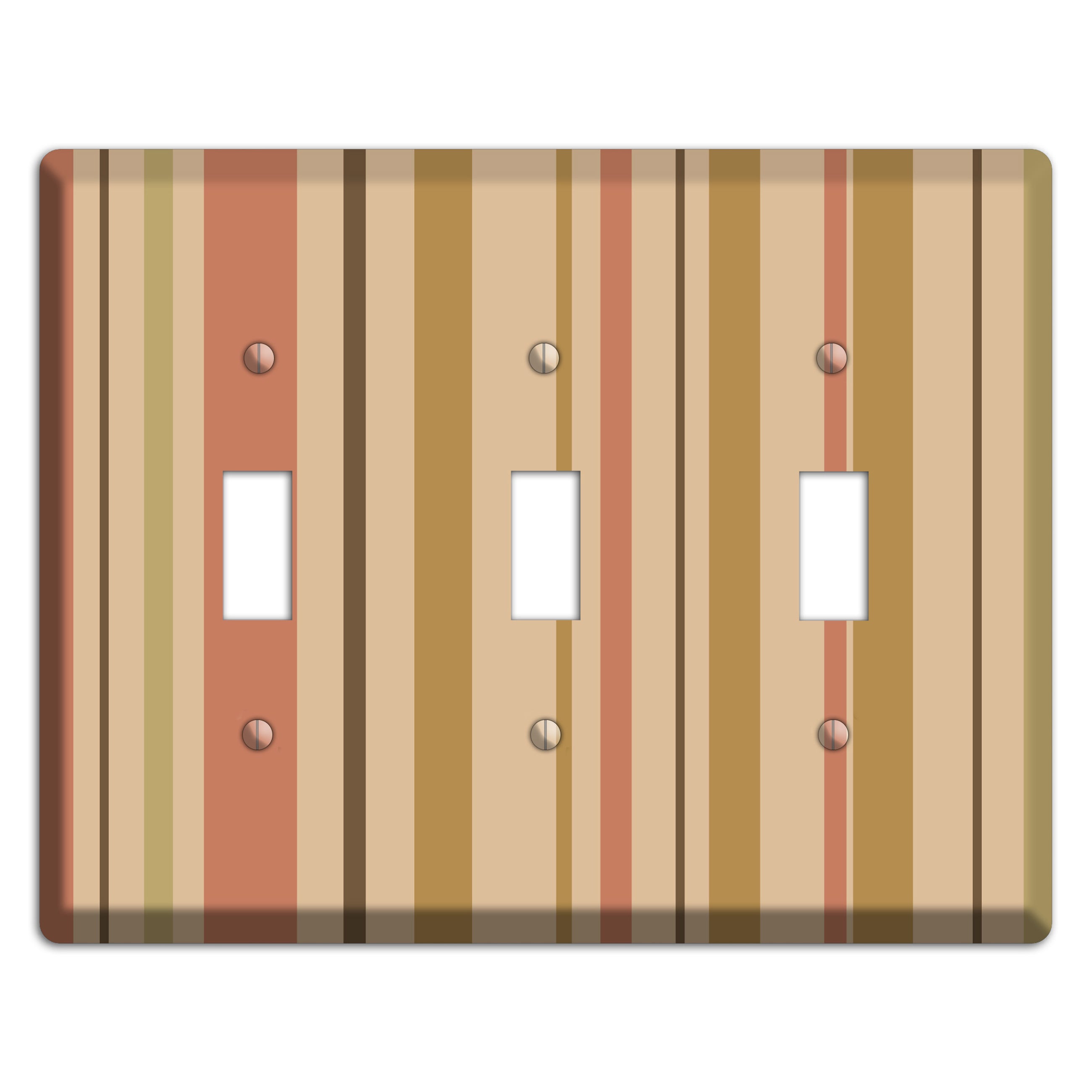 Multi Dusty Pink Vertical Stripes 3 Toggle Wallplate