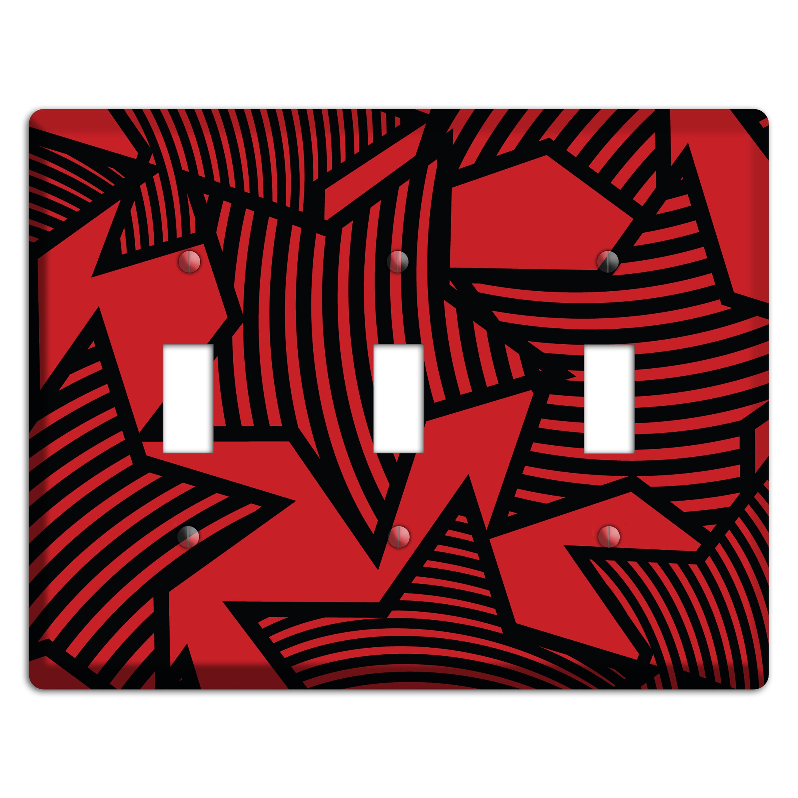 Red with Large Black Stars 3 Toggle Wallplate