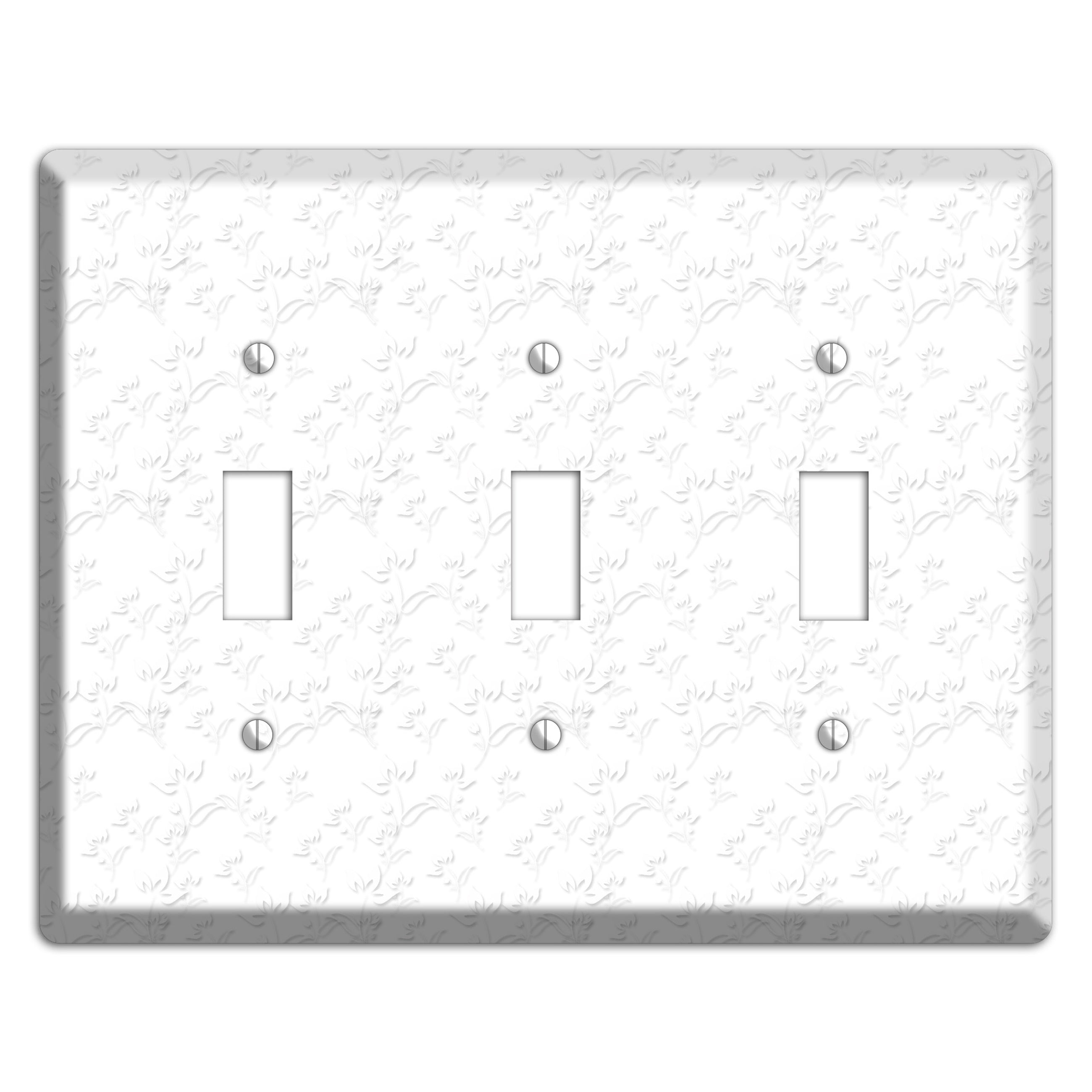 White with Grey Sprig 3 Toggle Wallplate