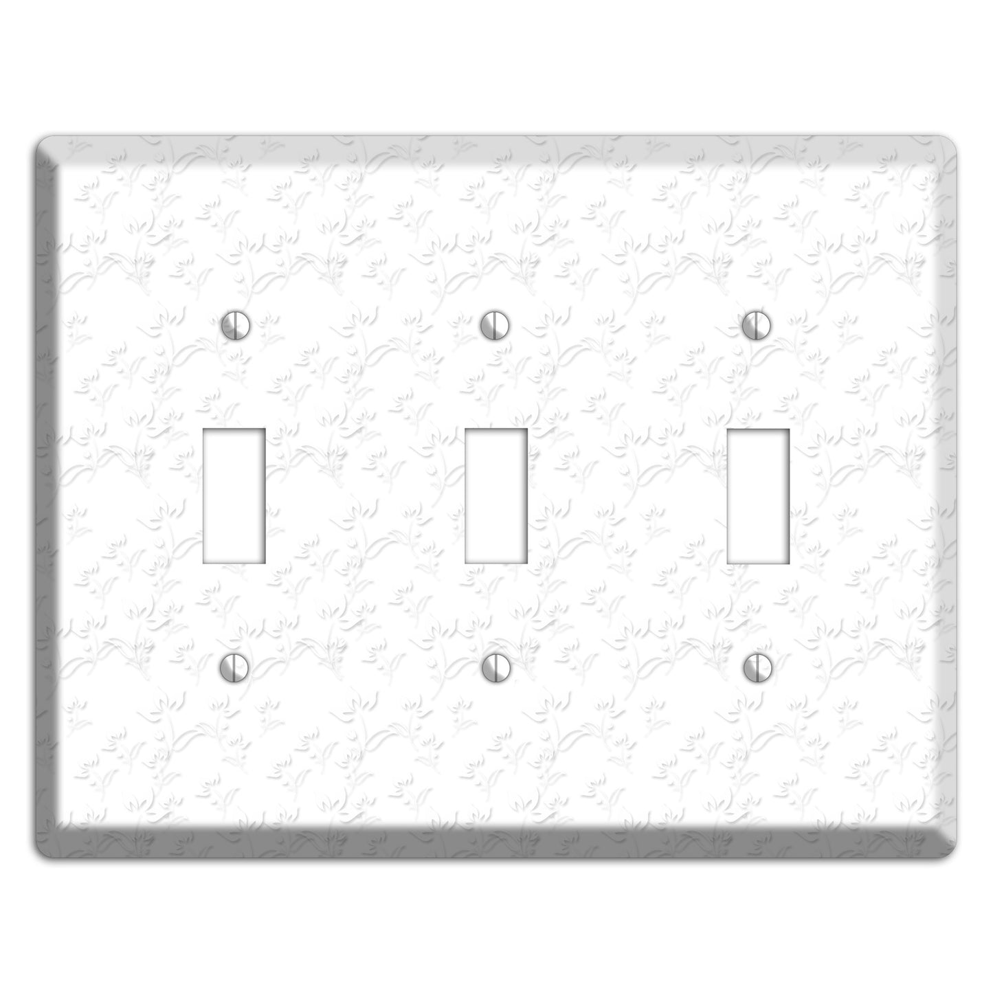 White with Grey Sprig 3 Toggle Wallplate