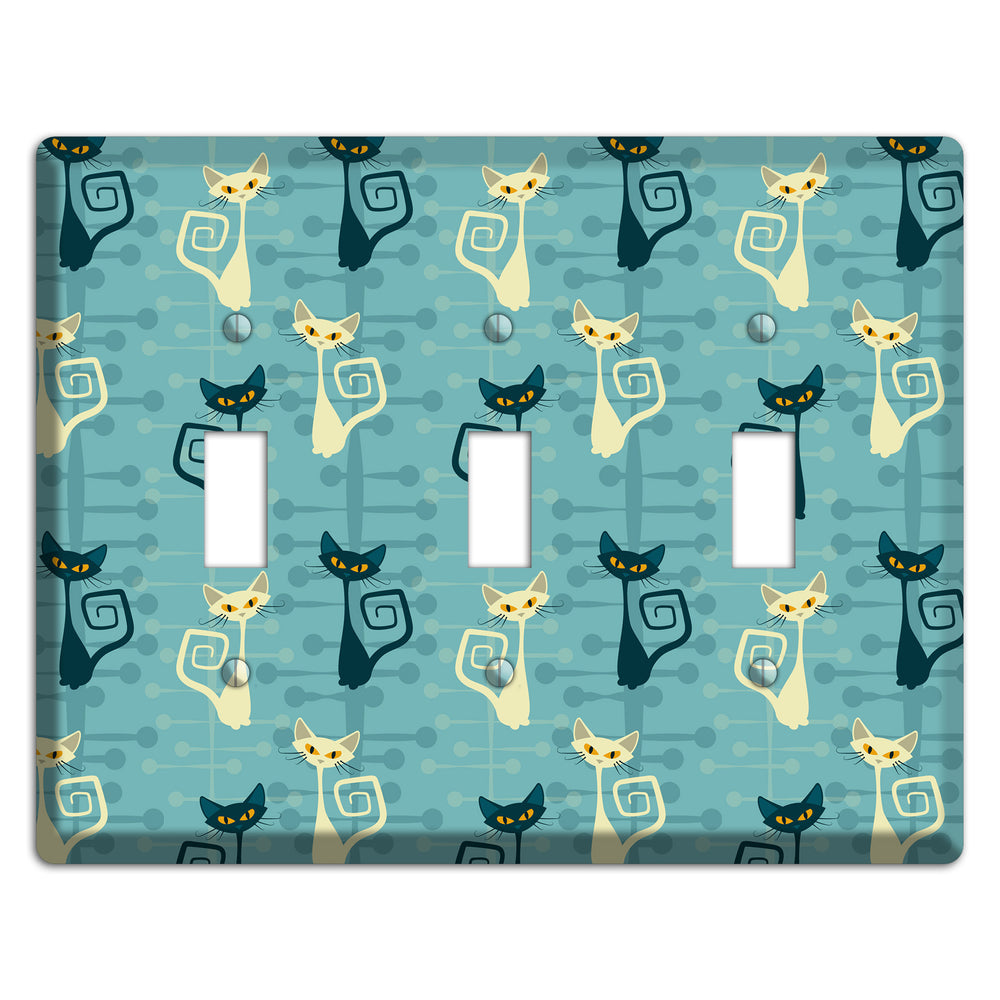 Black and Yellow Kitties 3 Toggle Wallplate