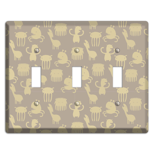 Silly Monsters Brown 3 Toggle Wallplate