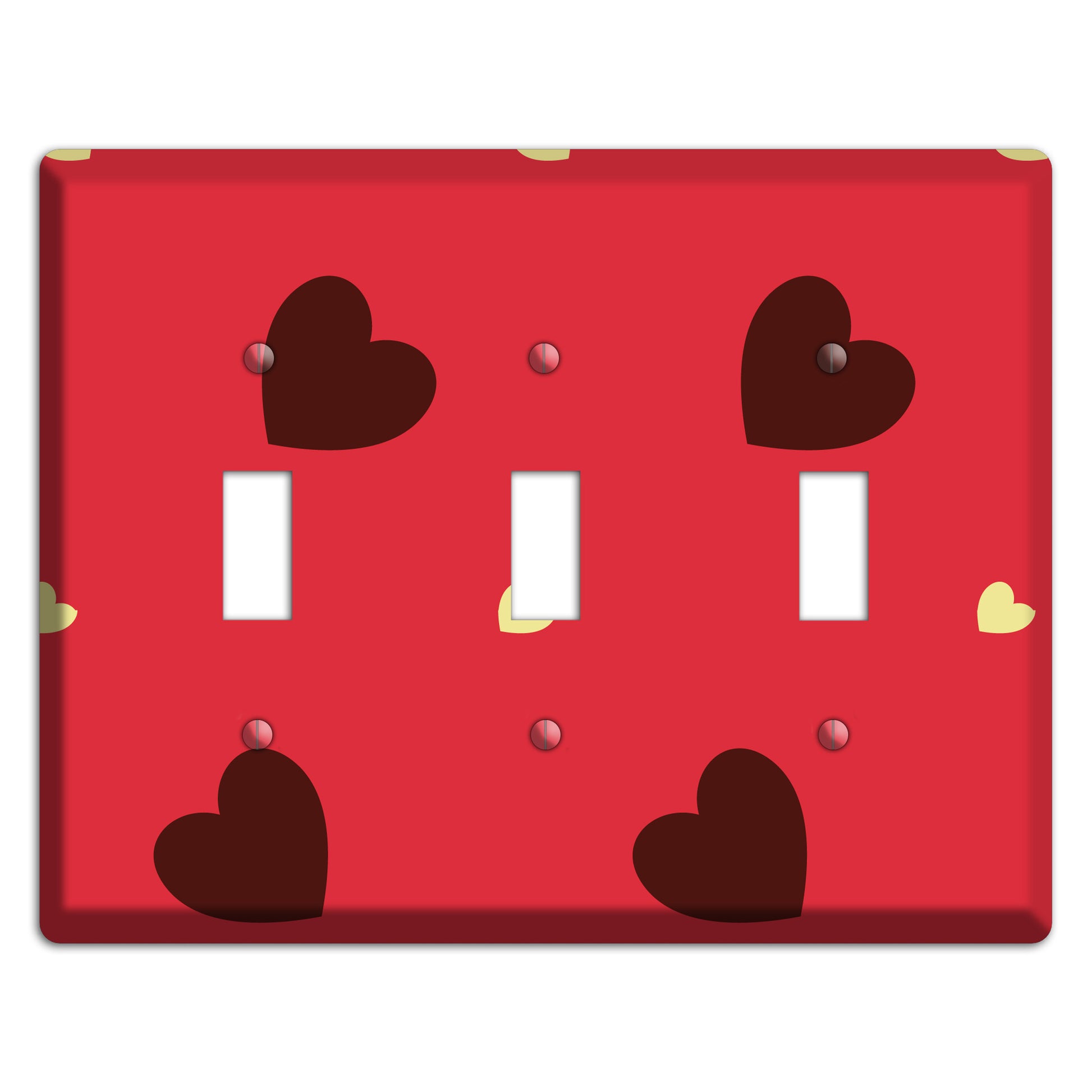 Red with Hearts 3 Toggle Wallplate
