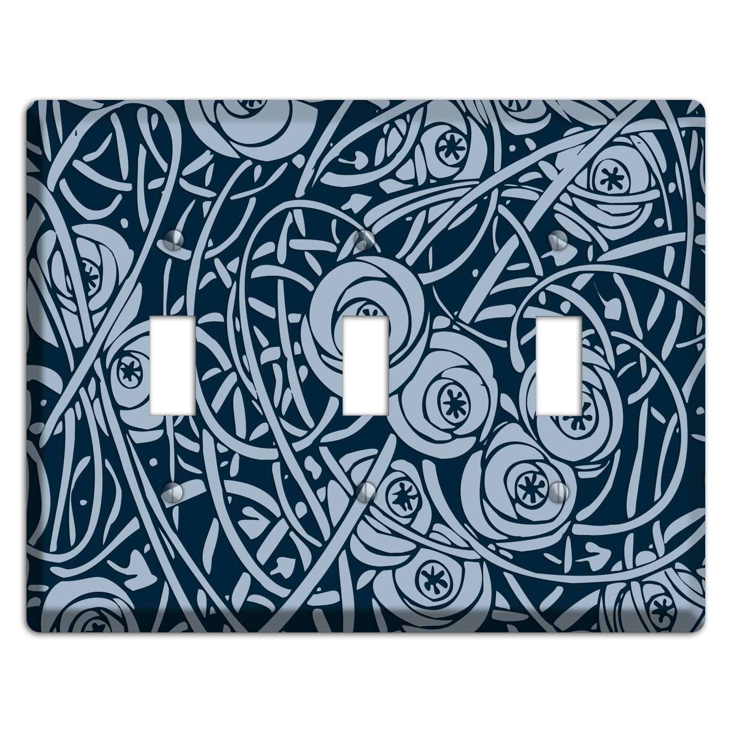 Navy Abstract Floral 3 Toggle Wallplate