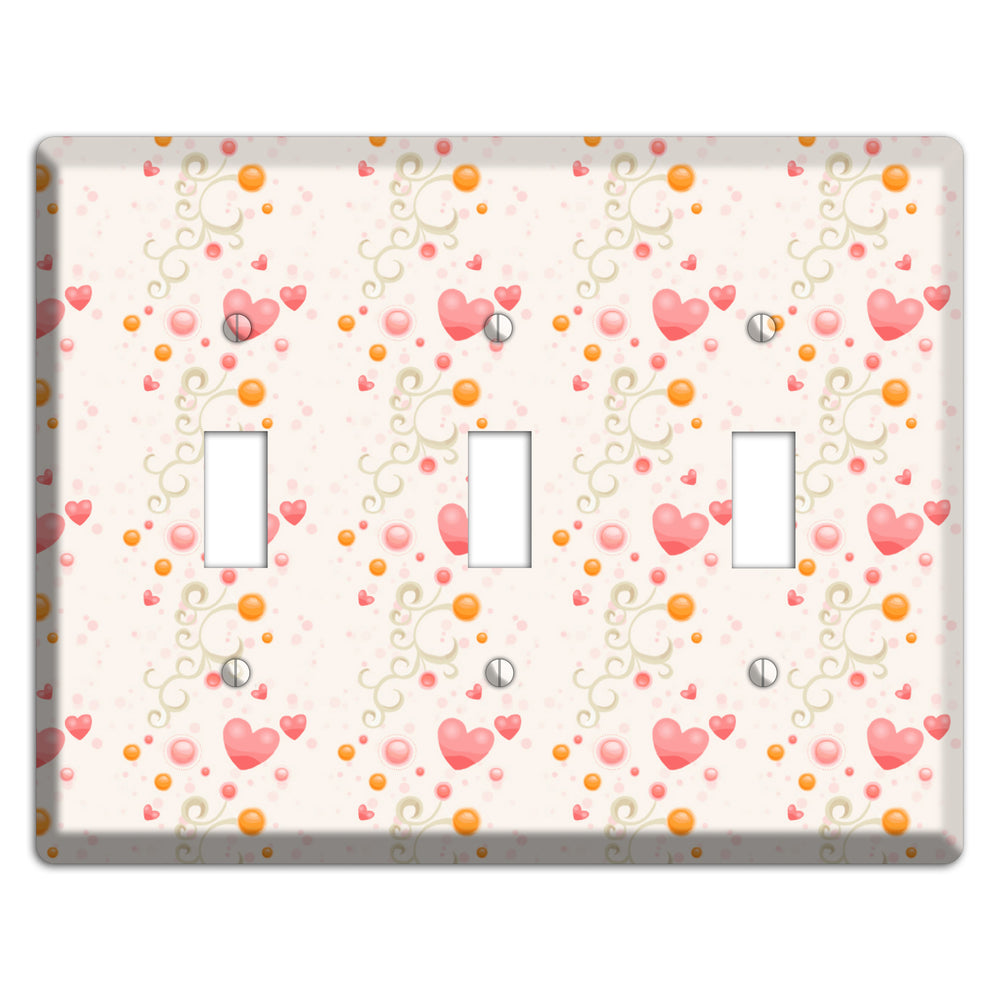 Bubbly Hearts 3 Toggle Wallplate