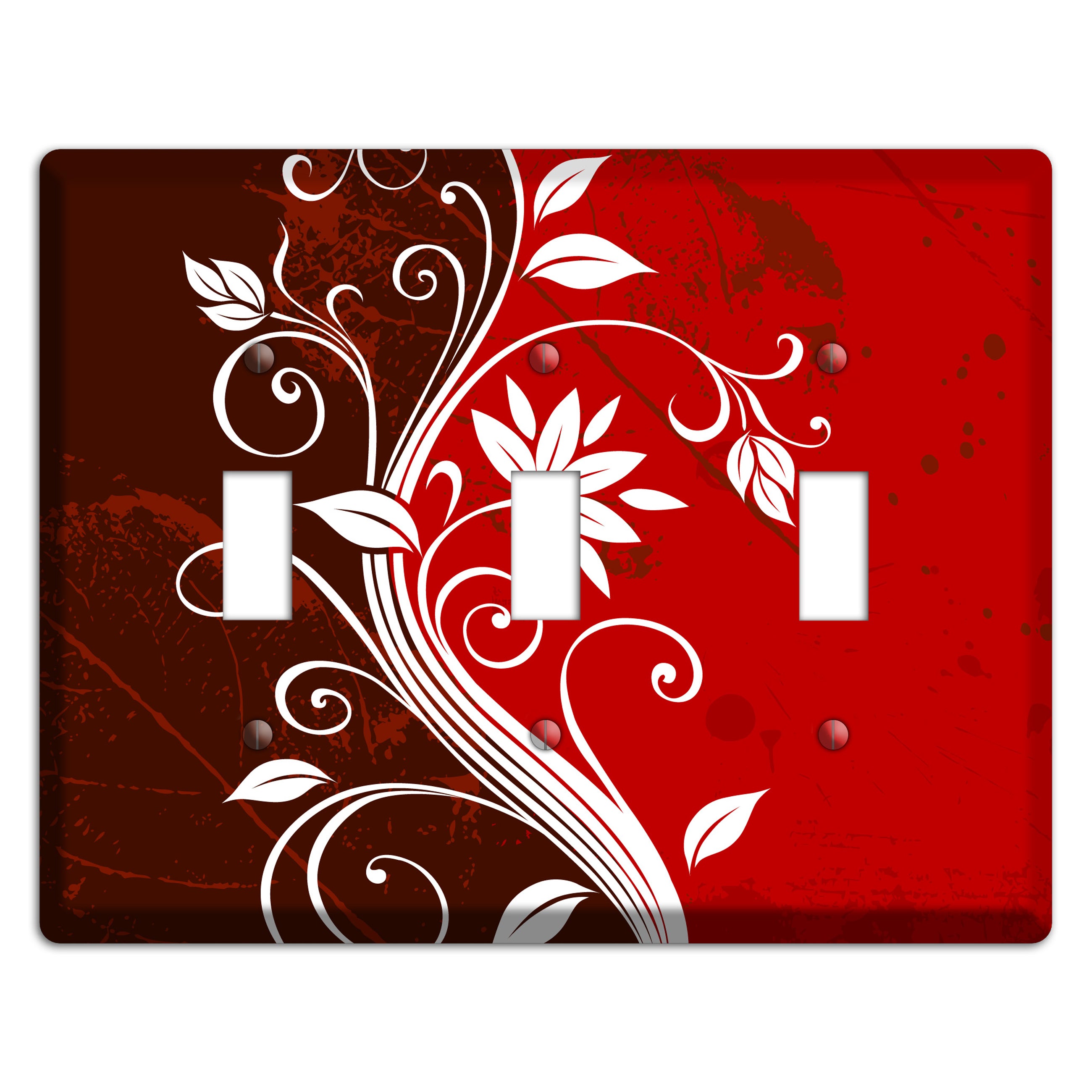 Burgundy and Red Deco Floral 3 Toggle Wallplate