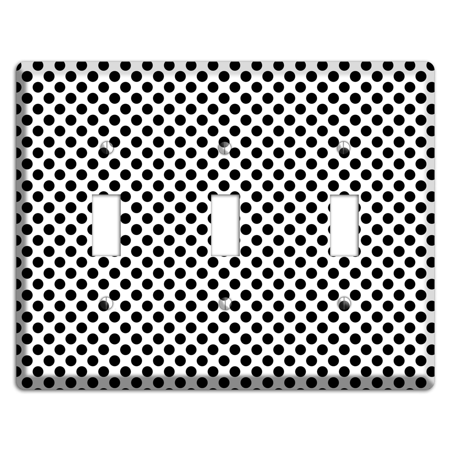 White with Black Packed Small Polka Dots 3 Toggle Wallplate