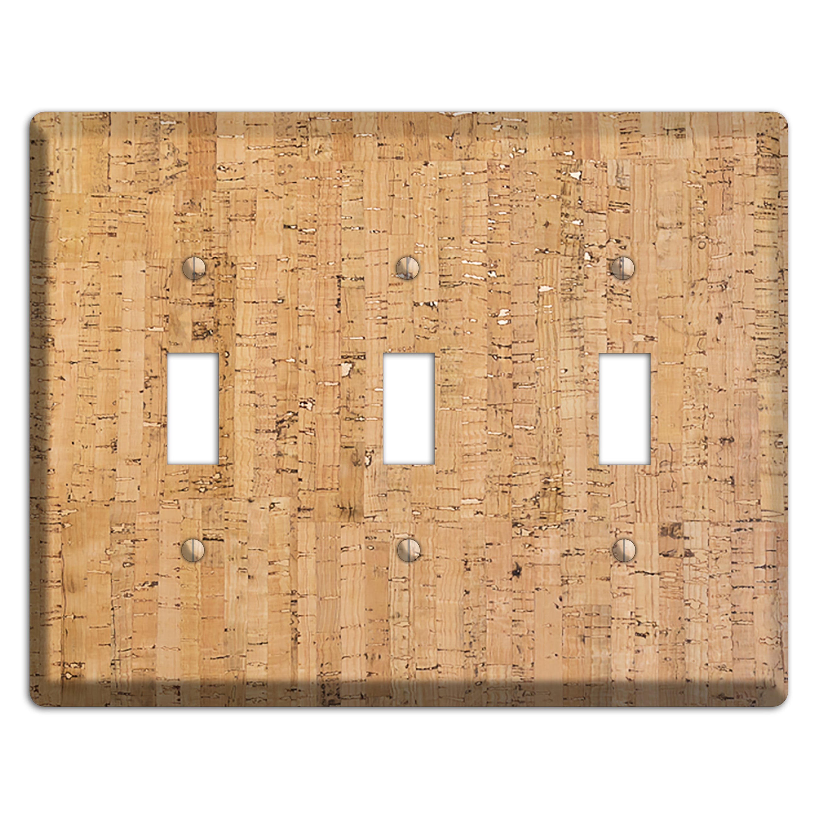 Natural Cork 3 Toggle Wallplate
