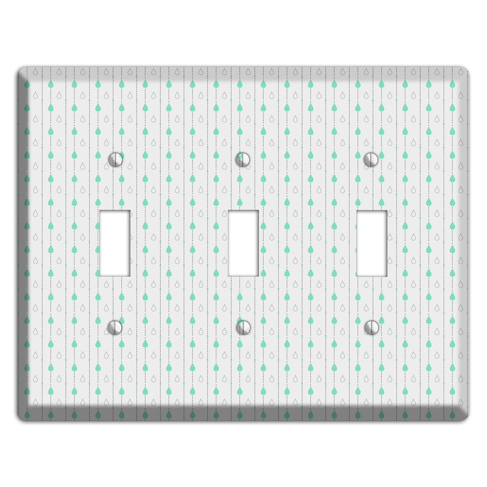 White and Blue Drops 3 Toggle Wallplate