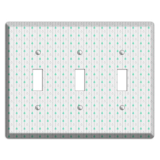 White and Blue Drops 3 Toggle Wallplate