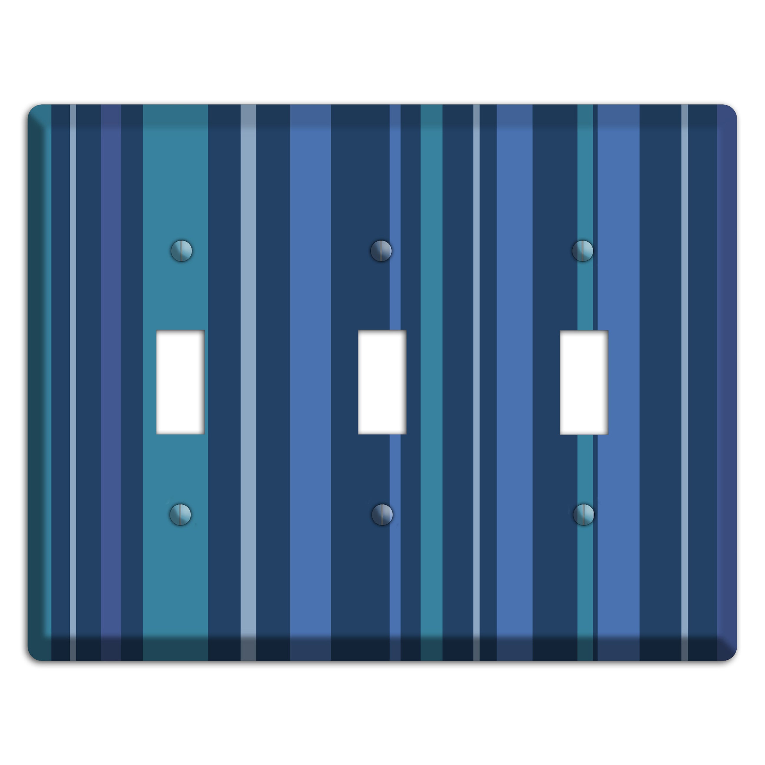 Multi Blue Vertical Stripes 3 Toggle Wallplate