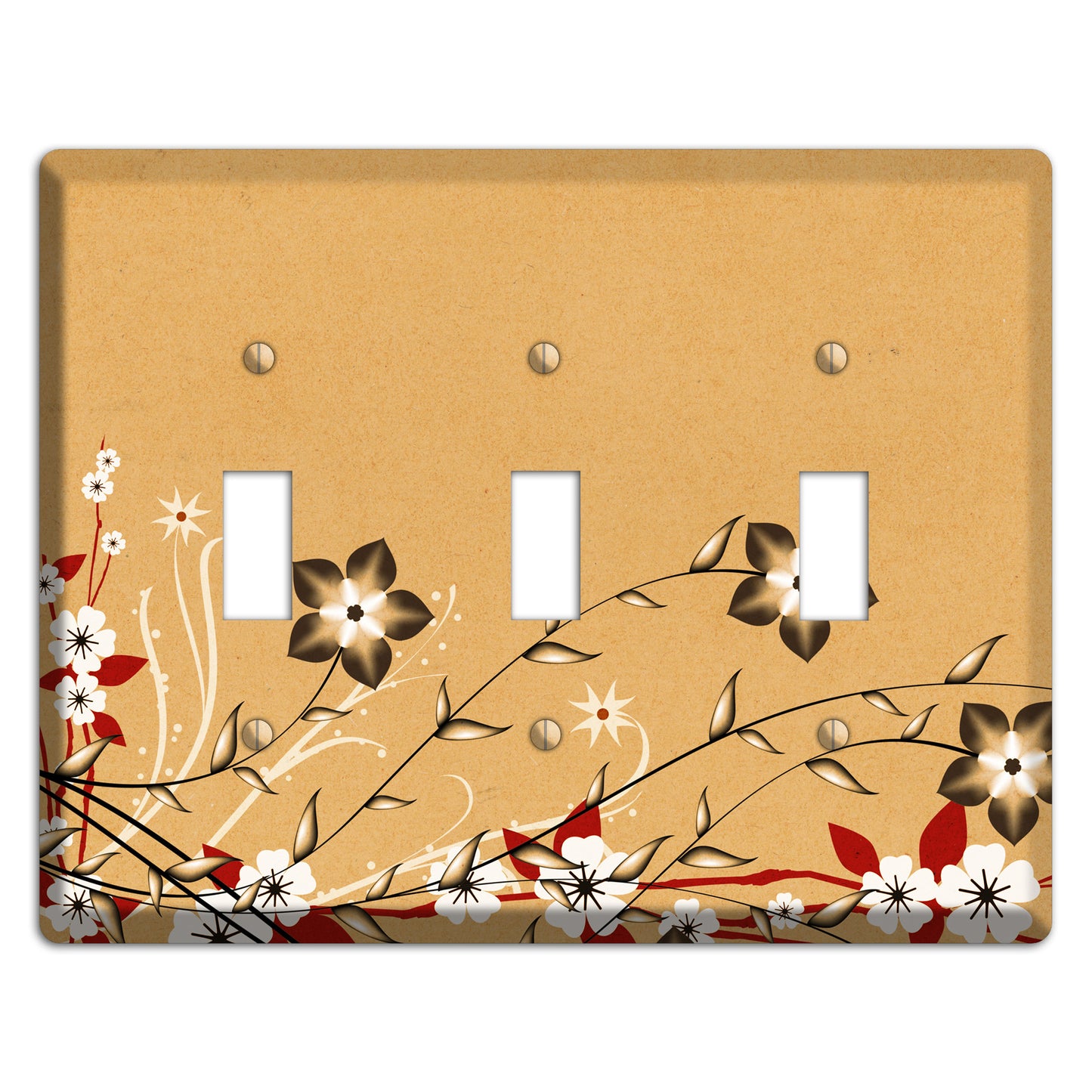 Delicate Red Flowers 2 3 Toggle Wallplate