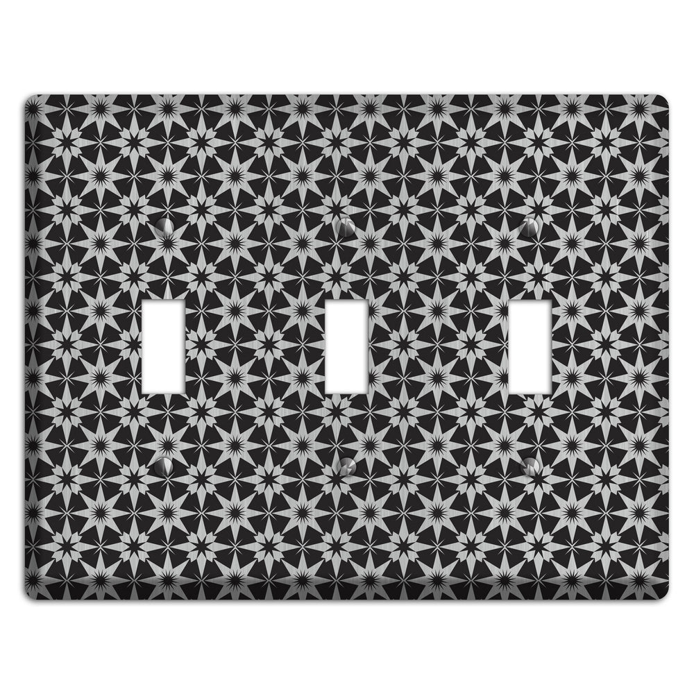 Black with Stainless Steel Foulard 3 Toggle Wallplate