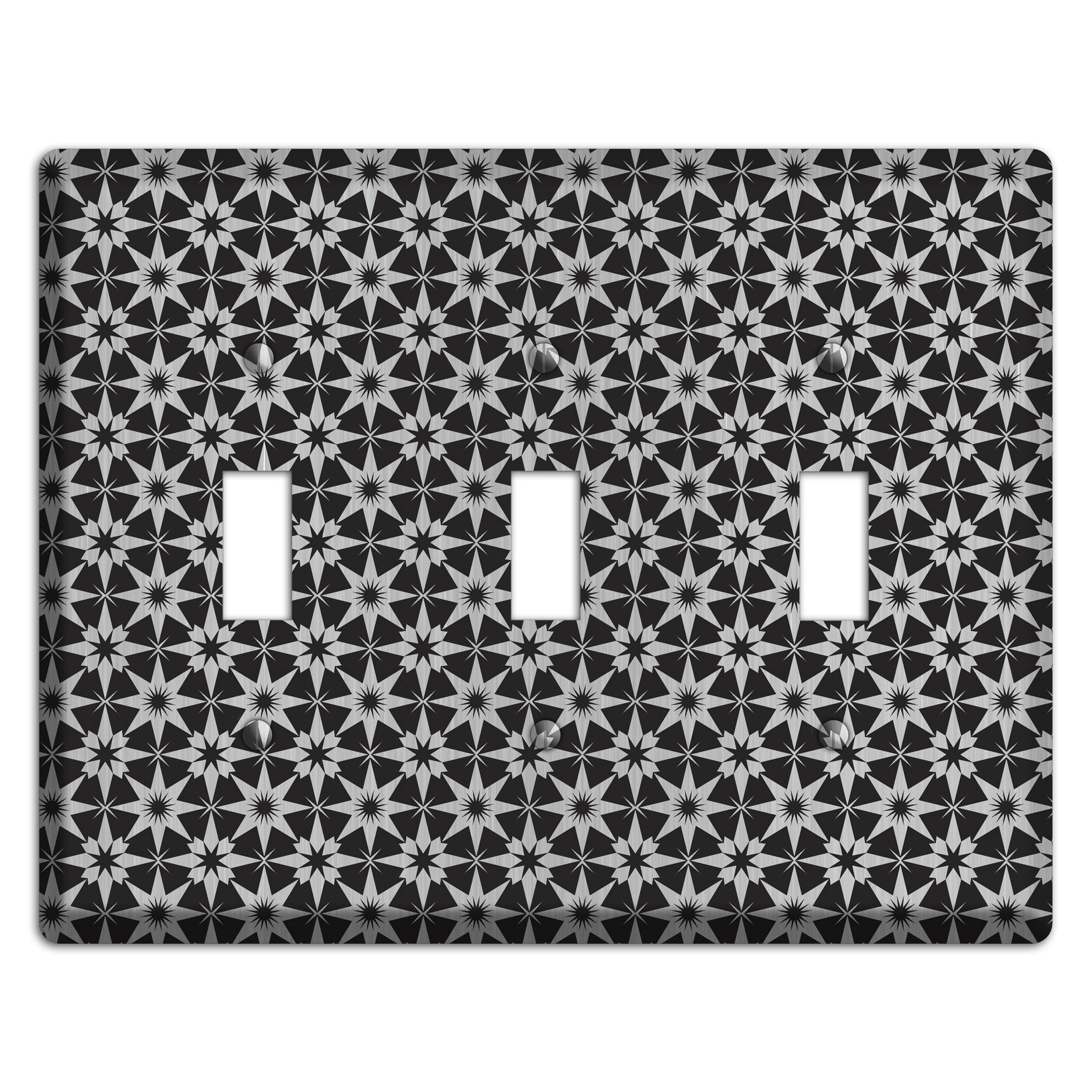 Black with Stainless Foulard 3 Toggle Wallplate