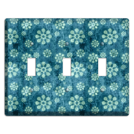 Turquoise Grunge Floral 3 Toggle Wallplate