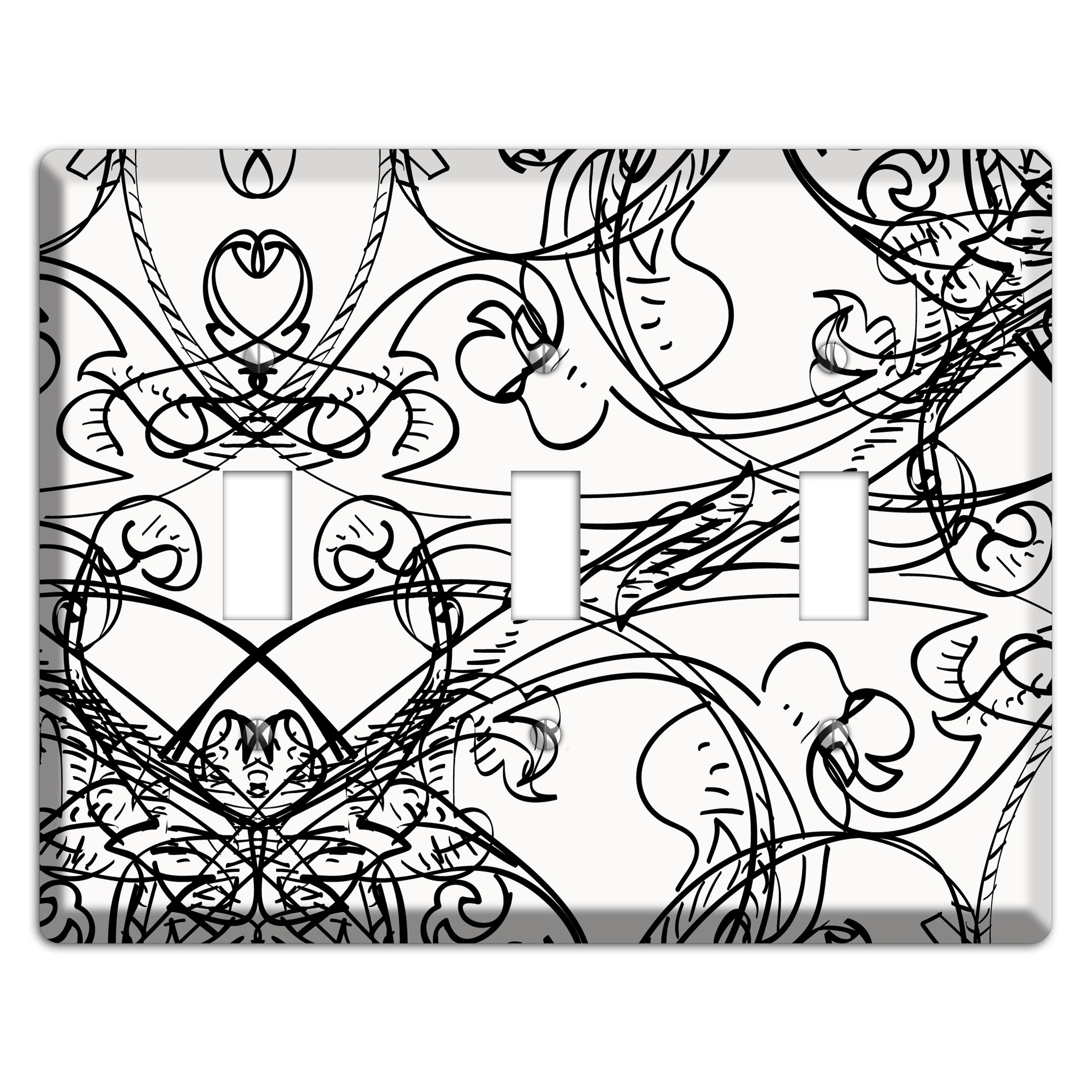 White Deco Sketch 3 Toggle Wallplate