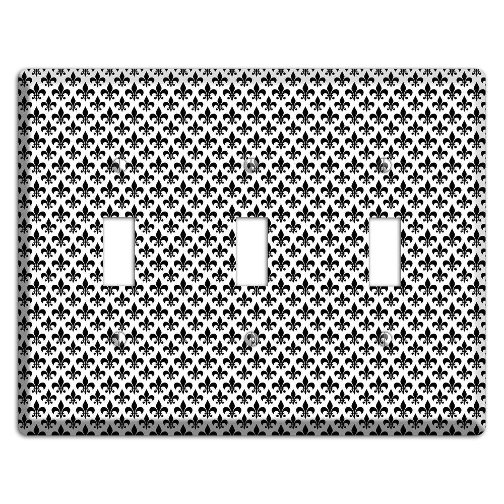 Black and White Fleur de lis 3 Toggle Wallplate