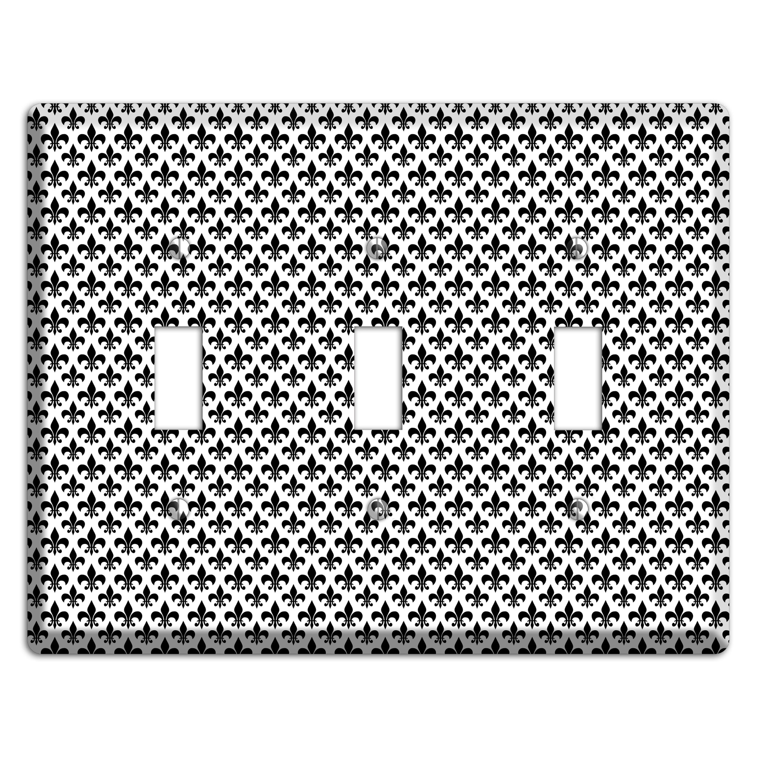 Black and White Fleur de lis 3 Toggle Wallplate