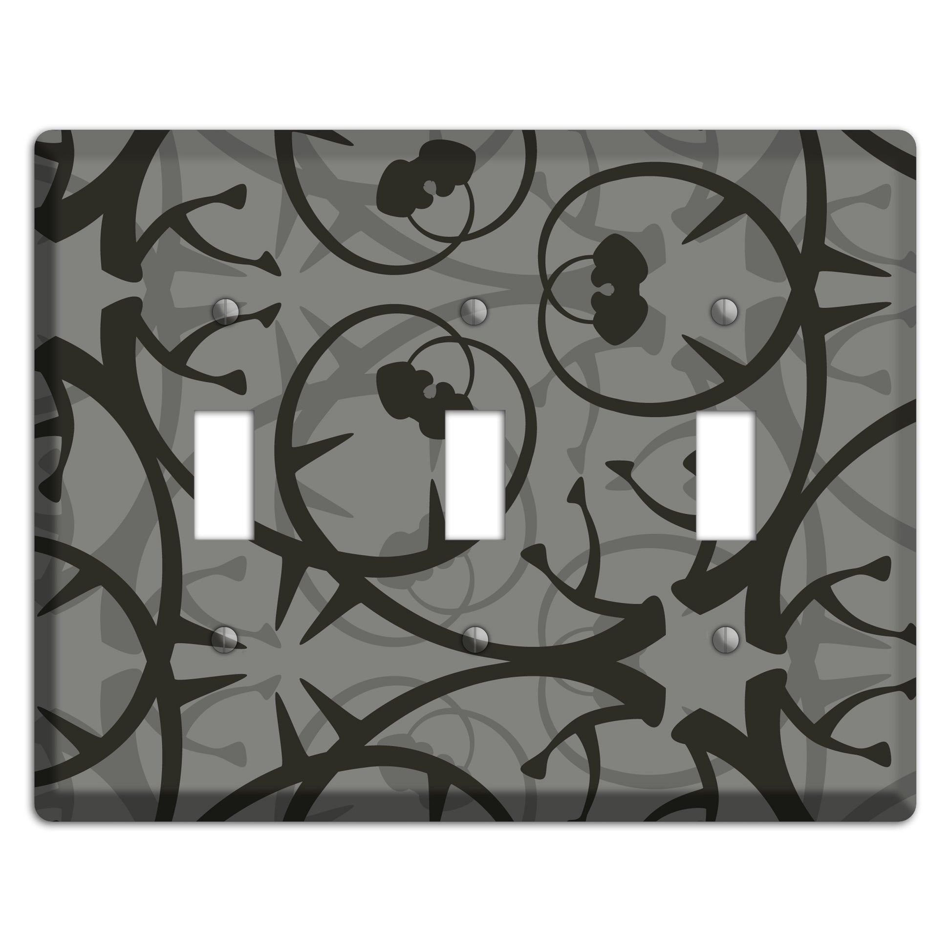 Grey with Black Retro Sprig 3 Toggle Wallplate