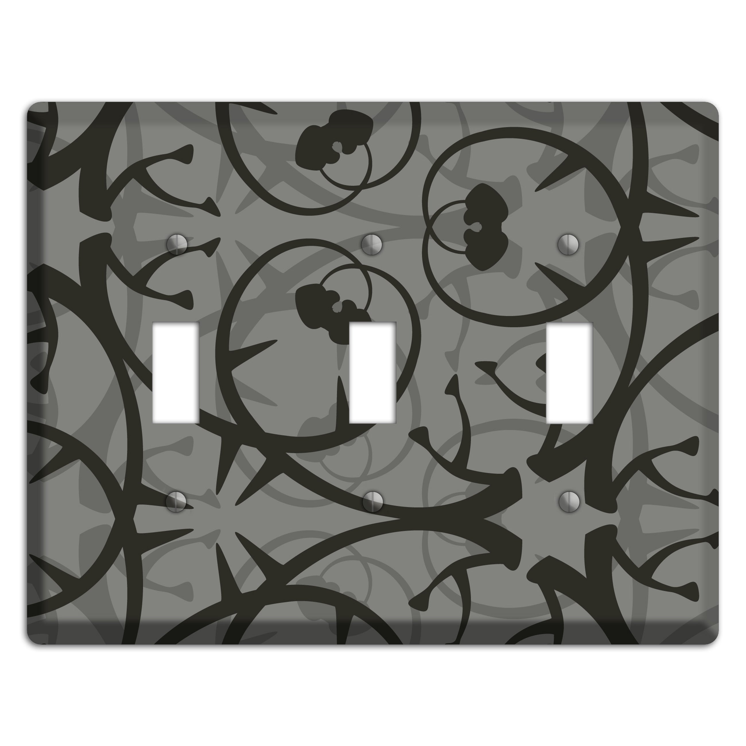 Grey with Black Retro Sprig 3 Toggle Wallplate