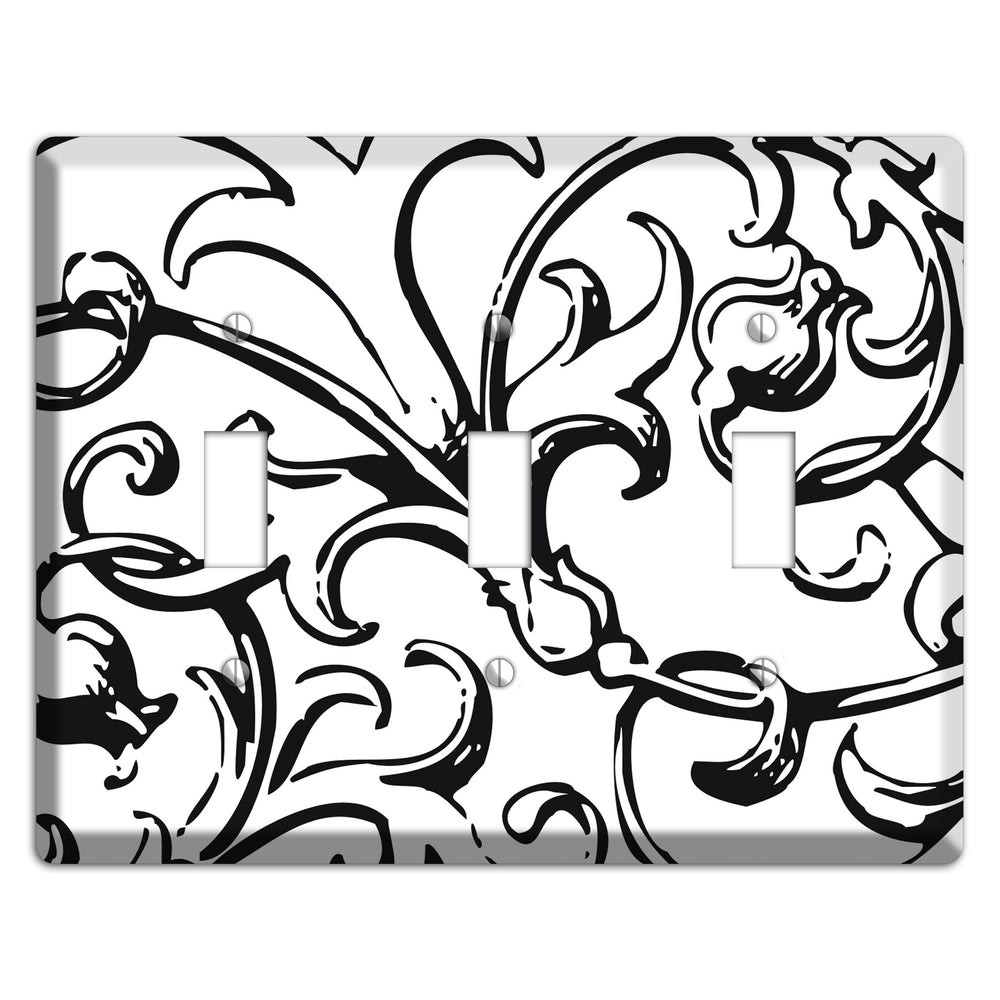 Victorian Black and White 3 Toggle Wallplate