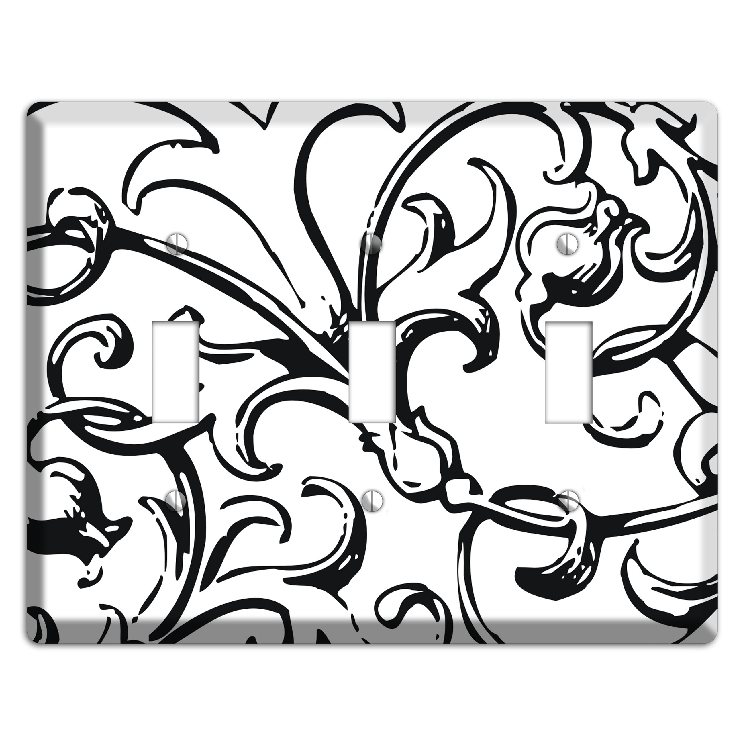Victorian Black and White 3 Toggle Wallplate