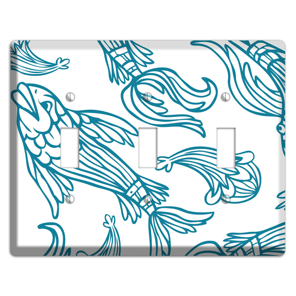 Teal and White Koi 3 Toggle Wallplate